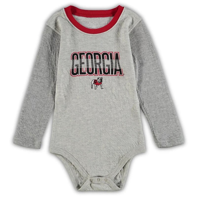 Wes  Willy Heathered Gray/ Georgia Bulldogs Jie Long Sleeve Bodysuit Pants Set