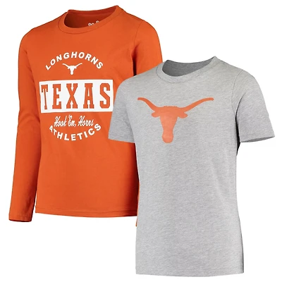 Youth Heathered Gray/Texas Texas Longhorns Goal Line Stand T-Shirt Combo Set