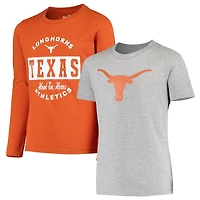 Youth Heathered Gray/Texas Texas Longhorns Goal Line Stand T-Shirt Combo Set