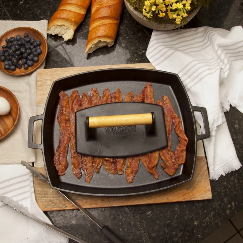 Bayou Classic Bacon Press & Shallow Pan Set