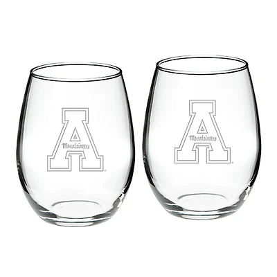 Appalachian State Mountaineers 2-Piece 21oz Stemless Wine Glass Set