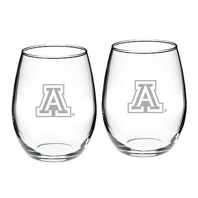 Arizona Wildcats 21oz 2-Piece Stemless Wine Glass Set