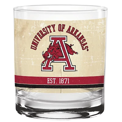 Arkansas Razorbacks 14oz Vintage Retro Rocks Glass