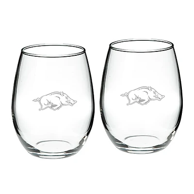 Arkansas Razorbacks 21oz 2-Piece Stemless Wine Glass Set