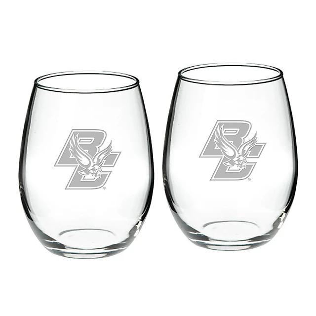 Boston College Eagles 2-Piece 21oz Stemless Wine Glass Set