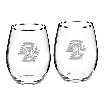 Boston College Eagles 2-Piece 21oz Stemless Wine Glass Set