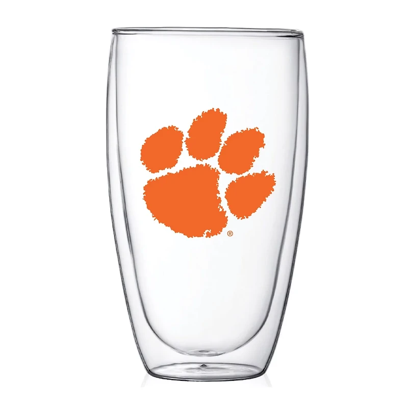 Clemson Tigers 15oz Double Wall Thermo Glass