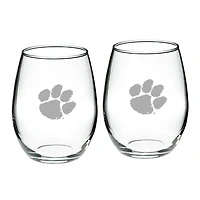 Clemson Tigers 21oz 2-Piece Stemless Wine Glass Set