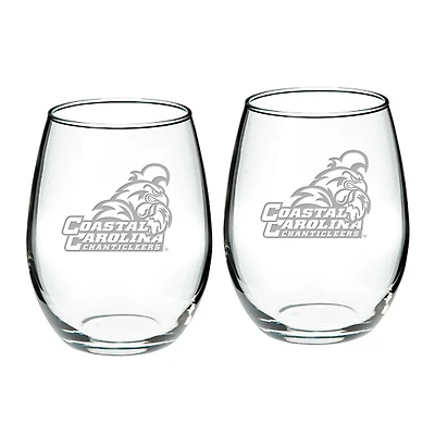 Coastal Carolina Chanticleers 21oz 2-Piece Stemless Wine Glass Set