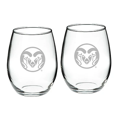 Colorado State Rams 2-Piece 21oz Stemless Wine Glass Set