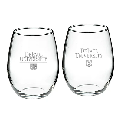 DePaul Demons 21oz 2-Piece Stemless Wine Glass Set