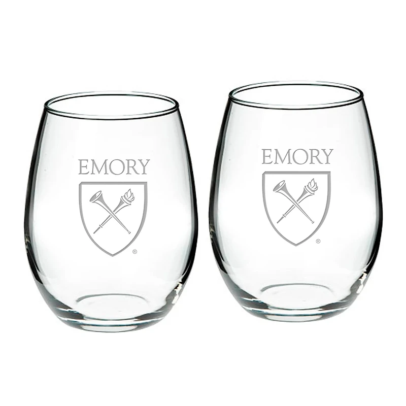 Emory Eagles 21oz 2-Piece Stemless Wine Glass Set