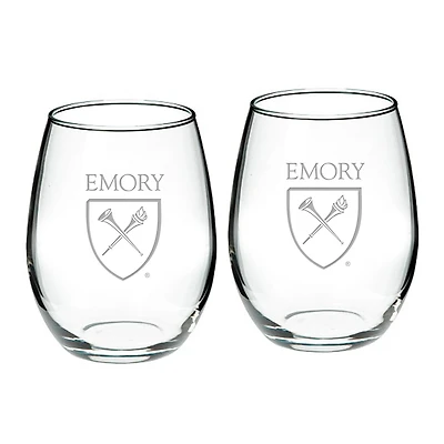 Emory Eagles 21oz 2-Piece Stemless Wine Glass Set