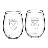 Emory Eagles 21oz 2-Piece Stemless Wine Glass Set