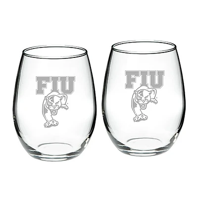 FIU Panthers 21oz 2-Piece Stemless Wine Glass Set