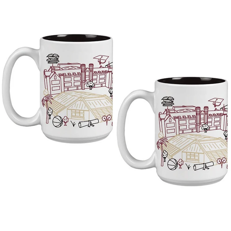 Florida State Seminoles 15oz Campus Line Art Coffee Mug Two-Pack