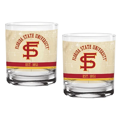 Florida State Seminoles Two-Pack 14oz Vintage Glass Set