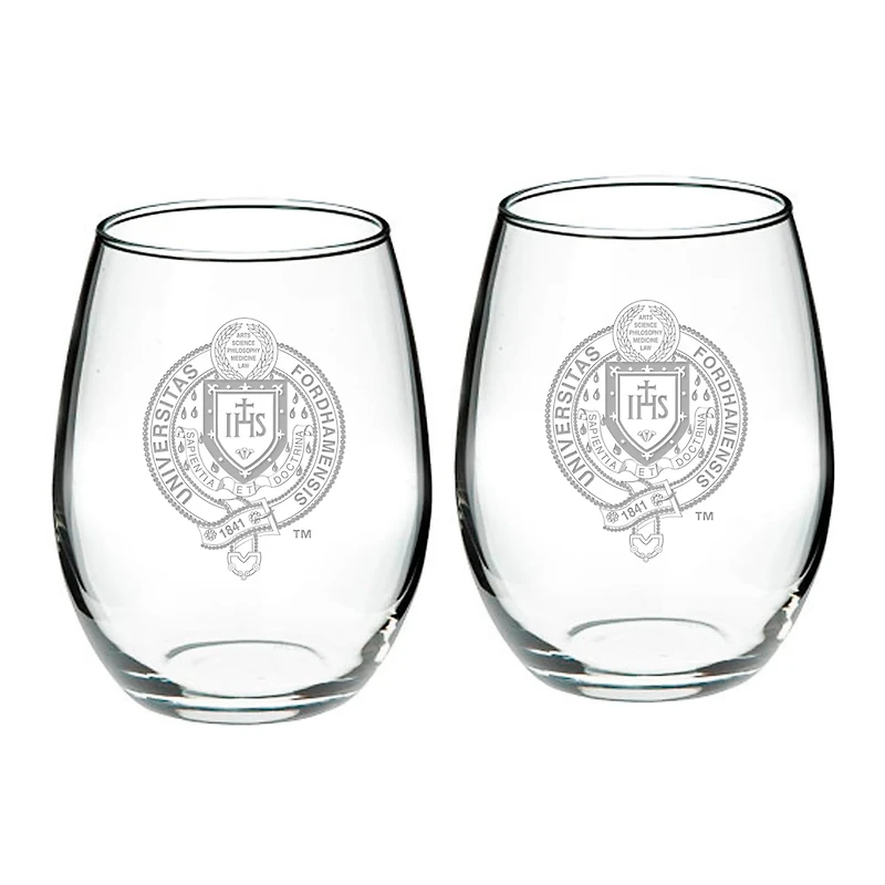 Fordham Rams Team 21oz 2-Piece Stemless Wine Glass Set