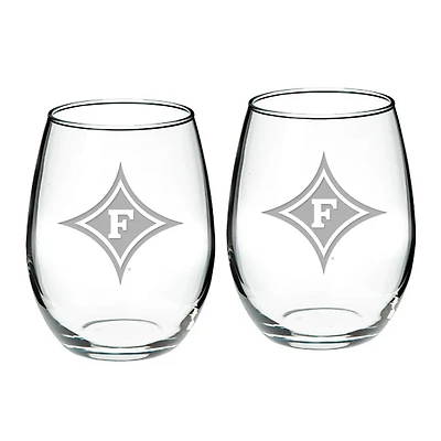 Furman Paladins 21oz 2-Piece Stemless Wine Glass Set