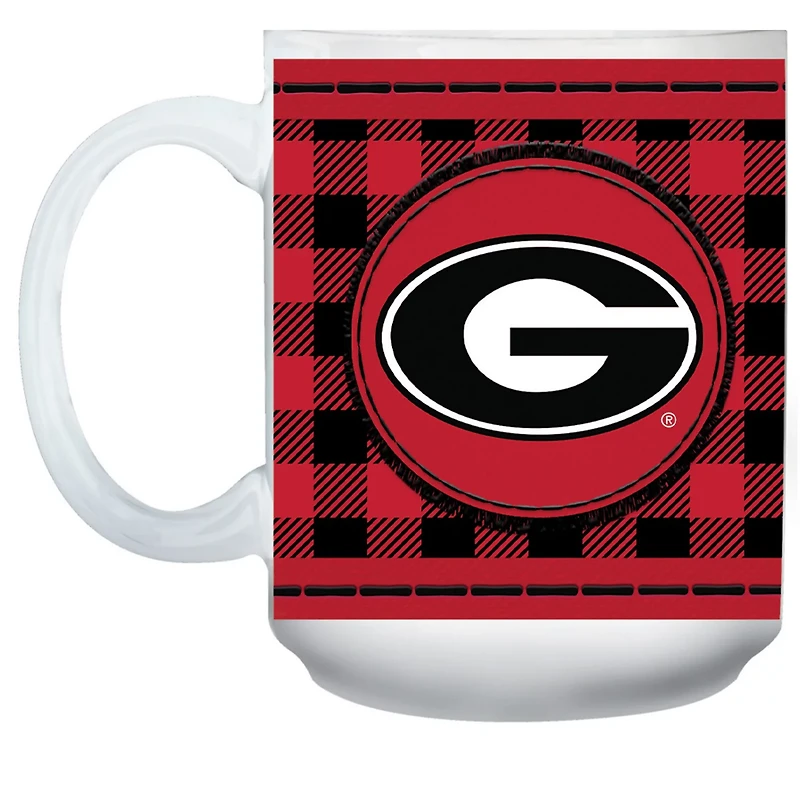 Georgia Bulldogs 15oz Buffalo Plaid Father's Day Mug