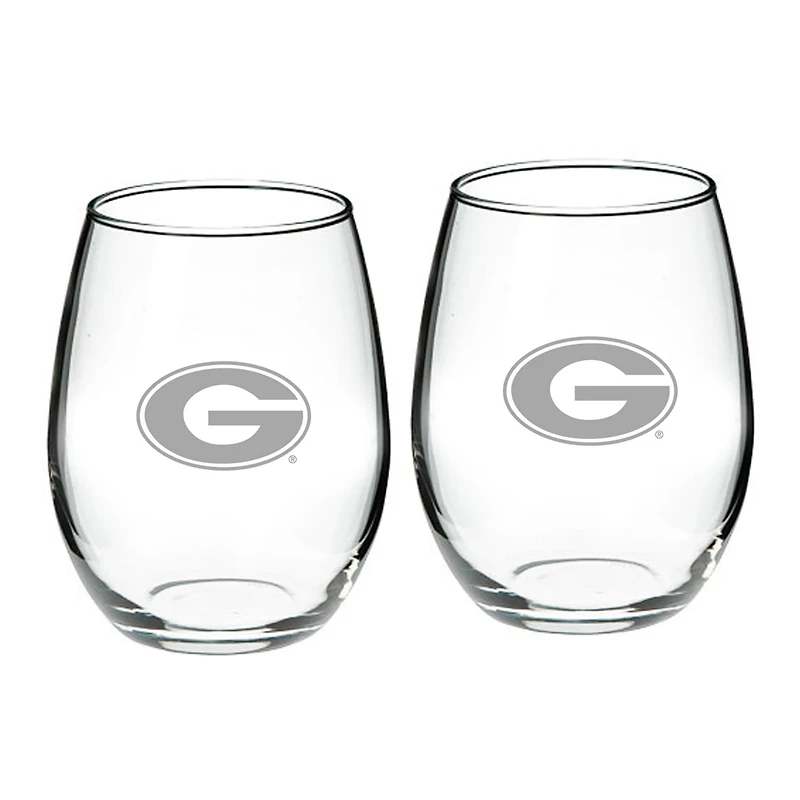 Georgia Bulldogs 21oz 2-Piece Stemless Wine Glass Set