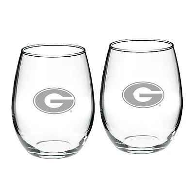 Georgia Bulldogs 21oz 2-Piece Stemless Wine Glass Set