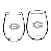 Georgia Bulldogs 21oz 2-Piece Stemless Wine Glass Set