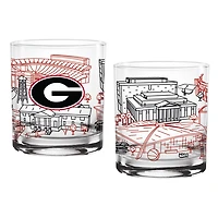 Georgia Bulldogs Two-Pack 14oz Campus Line Art Glass