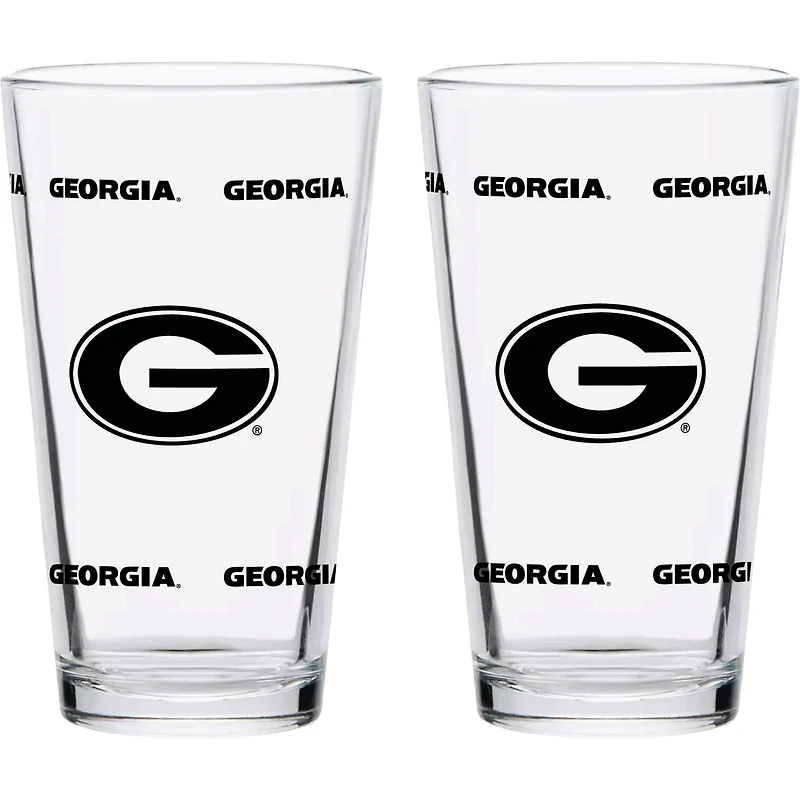 Georgia Bulldogs Two-Pack Knockout 16oz Pint Glass Set