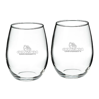 Gonzaga Bulldogs 2-Piece 21oz Stemless Wine Glass Set