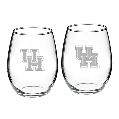 Houston Cougars 2-Piece 21oz Stemless Wine Glass Set