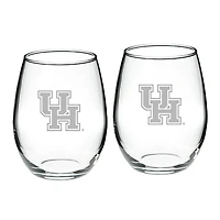 Houston Cougars 2-Piece 21oz Stemless Wine Glass Set
