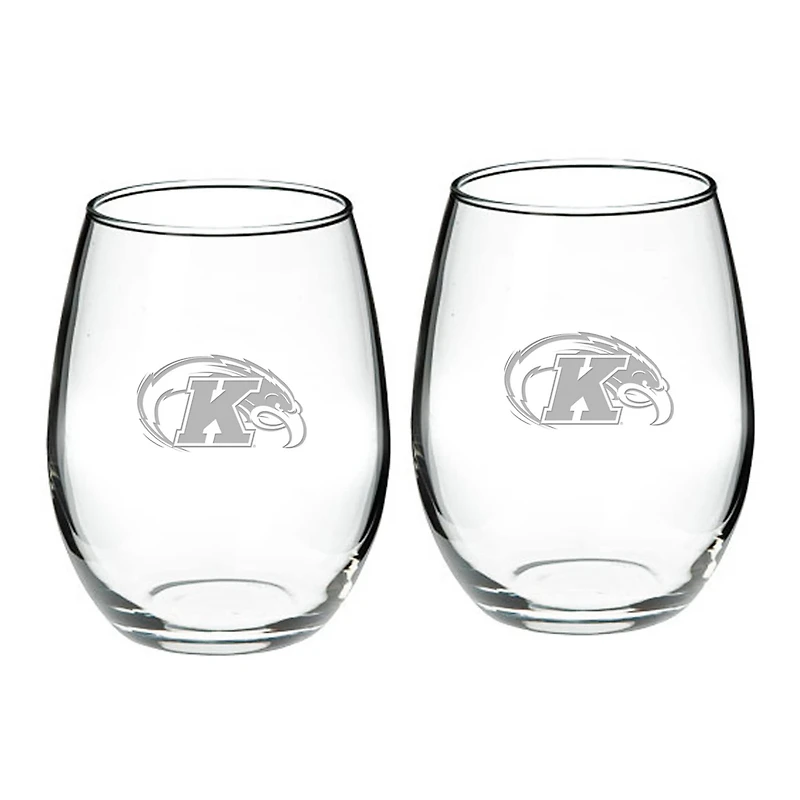 Kent State Golden Flashes 2-Piece 21oz Stemless Wine Glass Set
