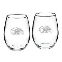 Kent State Golden Flashes 2-Piece 21oz Stemless Wine Glass Set