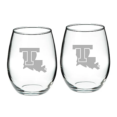 Louisiana Tech Bulldogs 21oz 2-Piece Stemless Wine Glass Set