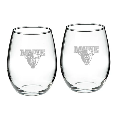 Maine Bears 2-Piece 21oz Stemless Wine Glass Set