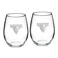 Maine Bears 2-Piece 21oz Stemless Wine Glass Set
