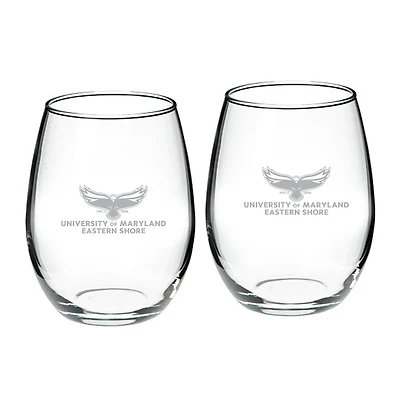 Maryland Eastern Shore Hawks Team Design Two-Piece 21oz Stemless Wine Glass Set