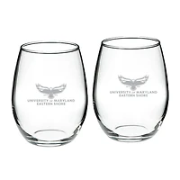 Maryland Eastern Shore Hawks Team Design Two-Piece 21oz Stemless Wine Glass Set