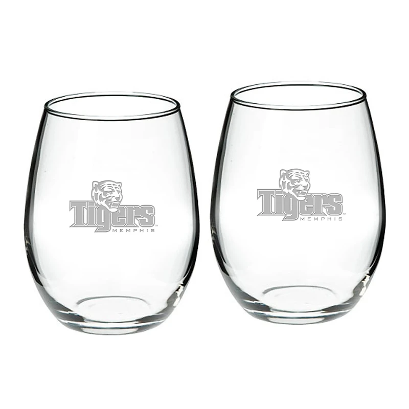 Memphis Tigers 2-Piece 21oz Stemless Wine Glass Set