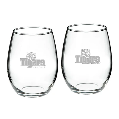 Memphis Tigers 2-Piece 21oz Stemless Wine Glass Set