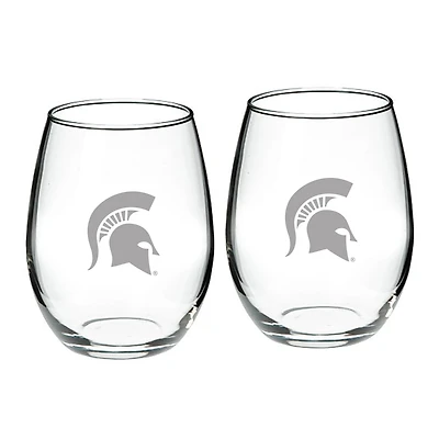 Michigan State Spartans 21oz 2-Piece Stemless Wine Glass Set