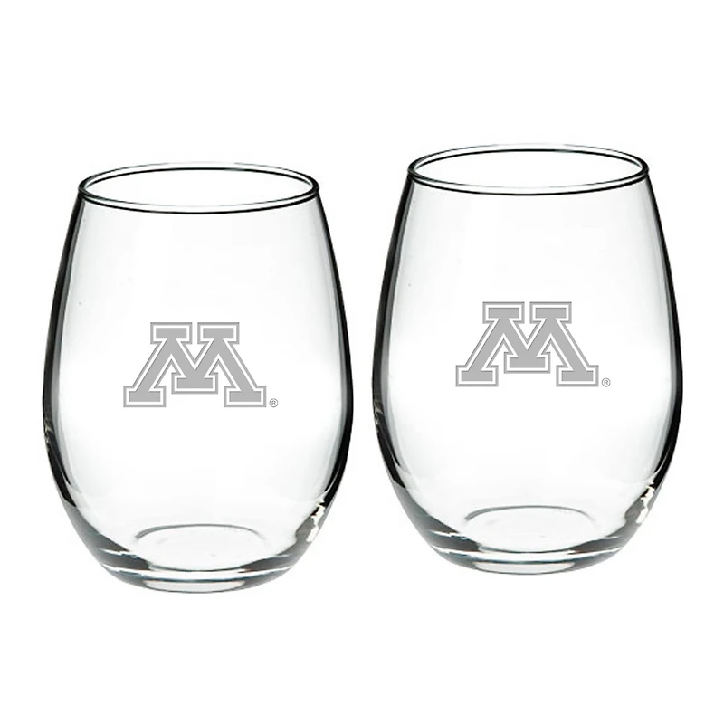 Minnesota Golden Gophers 2-Piece 21oz Stemless Wine Glass Set