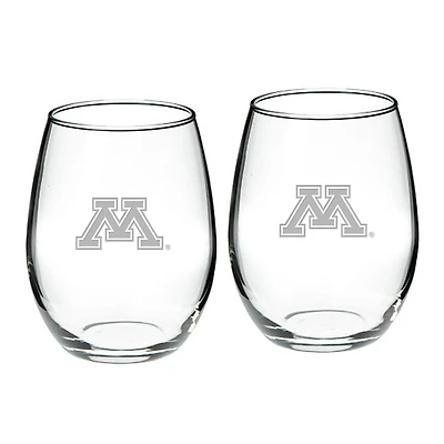 Minnesota Golden Gophers 2-Piece 21oz Stemless Wine Glass Set