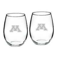 Minnesota Golden Gophers 2-Piece 21oz Stemless Wine Glass Set
