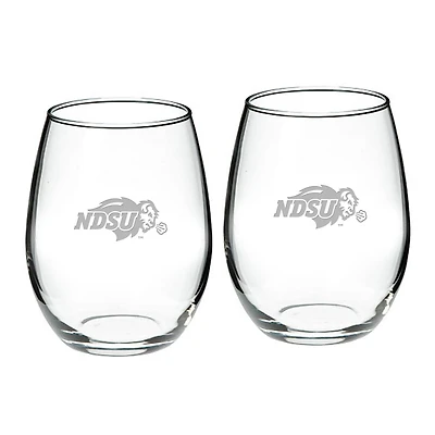 NDSU Bison 2-Piece 21oz Stemless Wine Glass Set