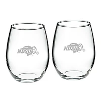 NDSU Bison 2-Piece 21oz Stemless Wine Glass Set