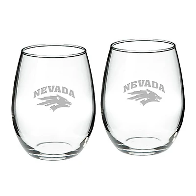 Nevada Wolf Pack 2-Piece 21oz Stemless Wine Glass Set