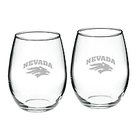 Nevada Wolf Pack 2-Piece 21oz Stemless Wine Glass Set