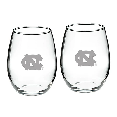 North Carolina Tar Heels 21oz 2-Piece Stemless Wine Glass Set